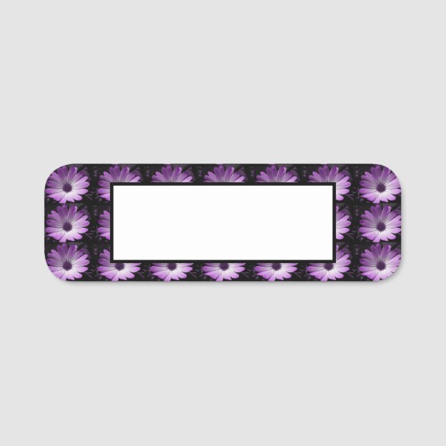 Etiqueta De Nome Purple Daisy Flower (Frente)