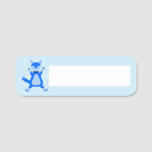Etiqueta De Nome Raposa-Bebê Azul