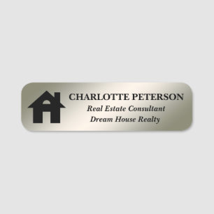 Etiqueta De Nome Realetor Personalizado ou Imobiliário de Prata Met