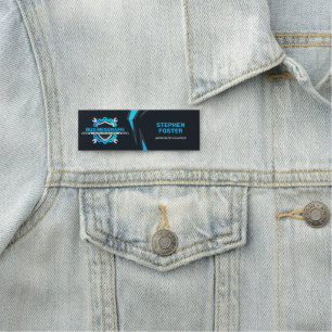 Etiqueta De Nome Reparos Automotivos Black & Blue Detalhamento Auto
