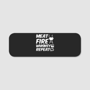 Etiqueta De Nome Repetição de Whiskey Fogo de Carne CHURRASCO De