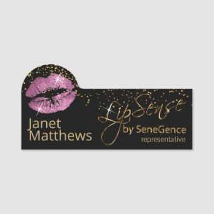Etiqueta De Nome Representante do Lipsense com Lábios Rosa