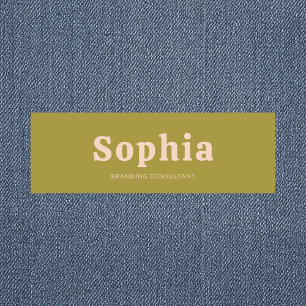 Etiqueta De Nome Retro Bold Serif Simples Rosa Bege Verde