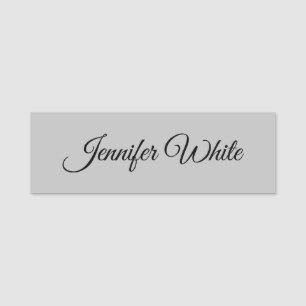 Etiqueta De Nome Retro Elegante preto e branco para caligrafia