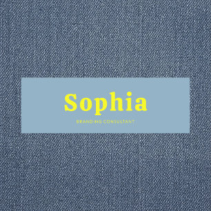 Etiqueta De Nome Retro Negrito Serif Simples Azul Amarelo