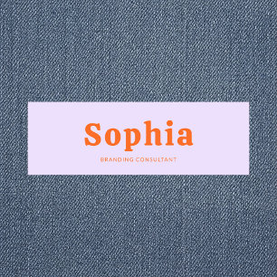 Etiqueta De Nome Retro Negrito Serif Simples Verde Lavanda Laranja
