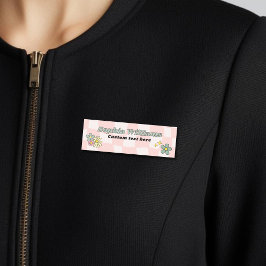 Etiqueta De Nome Retro Rosa Xadrez Ondulado