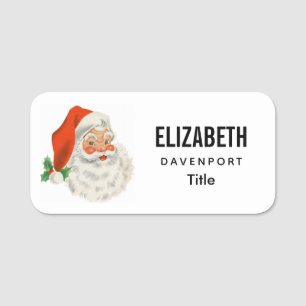 Etiqueta De Nome Retro Vintage Jolly Papai Noel Natal