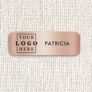 Etiqueta De Nome Rosa Dourado Logotipo comercial Funcionário da emp