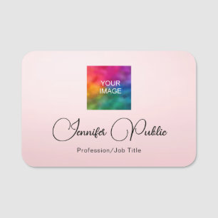 Etiqueta De Nome Rosa Elegante Elegante de Modelo de Script Calligr