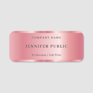 Etiqueta De Nome Rosa Elegante Profissional Personalizado Dourado