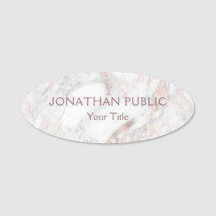 Etiqueta De Nome Rosa Marble Elegant - Modelo Moderno de Tendência