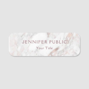 Etiqueta De Nome Rosa Marble Elegant Modern Modelo Professional