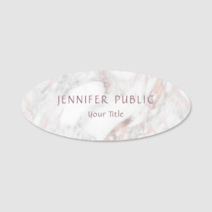 Etiqueta De Nome Rosa Marble Elegant Modern Modelo Professional