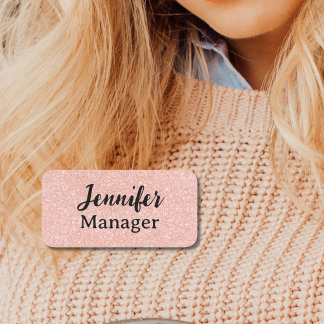 Etiqueta De Nome Rose Gold name work badge Safety Pin Name Tag
