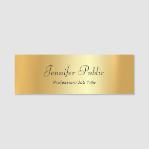Etiqueta De Nome Roteiro escrito à mão do modelo Dourado elegante