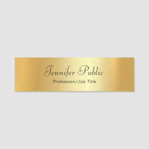 Etiqueta De Nome Roteiro escrito à mão moderno do modelo Dourado
