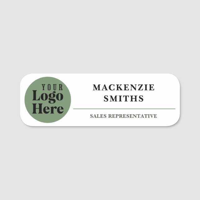 Etiqueta De Nome Rótulo Personalizado Verde Sage Mínimo para Funcio (Frente)