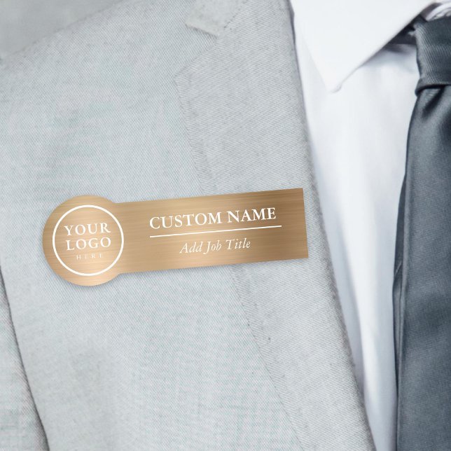 Etiqueta De Nome Roupas Douradas Metálicas Feridas Elegantes Empreg (Rounded Elegant Metallic Gold Clothes Employee Name Tag
)