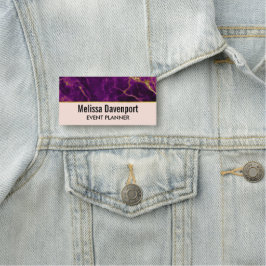 Etiqueta De Nome Roxo Moderno e Dourado Mármore Abstrato