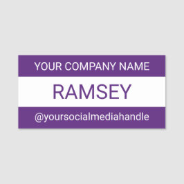 Etiqueta De Nome Roxo Social Media Nametag Profissional