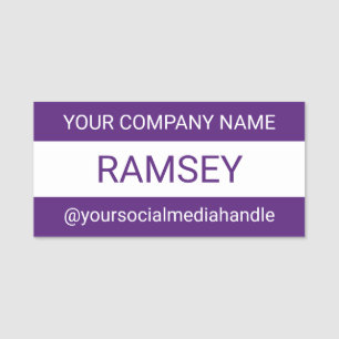Etiqueta De Nome Roxo Social Media Nametag Profissional