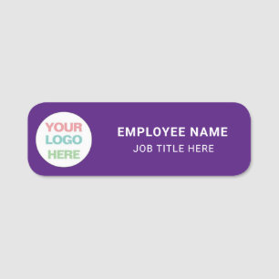Etiqueta De Nome Royal Purple & White: Mostre seu logotipo, funcion