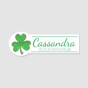 Etiqueta De Nome Rua de Véu Verde Irlandês Shamrock. Dia de Patrick