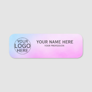 Etiqueta De Nome Rústico Rosa Bege Logo Personalizado Funcionário
