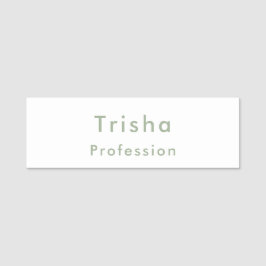 Etiqueta De Nome Sage Green Modern Script Custom Employee ID