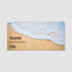 Etiqueta De Nome Sandy Beach com Surf Foamy