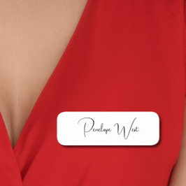 Etiqueta De Nome Script Branco Mínimo Moderno de na moda Monograma