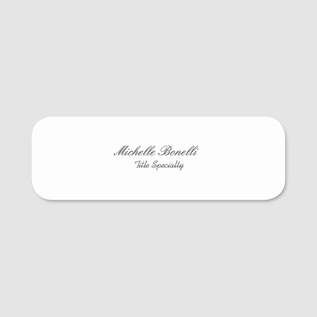 Etiqueta De Nome Script Classy Na moda adicione seu nome (Frente)