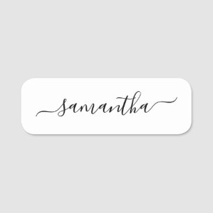 Etiqueta De Nome Script de Assinatura de Script Elegante Preto