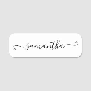 Etiqueta De Nome Script de Assinatura Fofo Preto