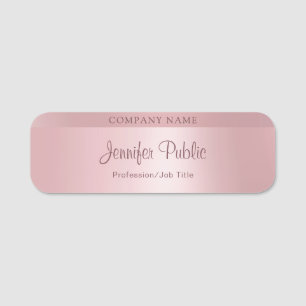 Etiqueta De Nome Script de caligrafia Tendy Rosa Dourado Elegante M