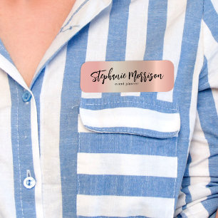 Etiqueta De Nome Script de tendências minimalista metálico-Dourado