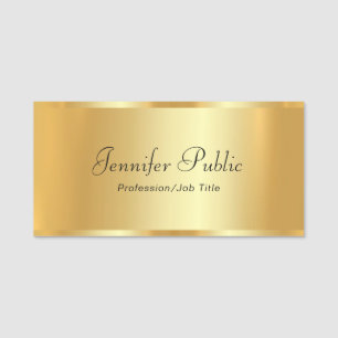 Etiqueta De Nome Script de Tipografo Dourado Elegante de Texto Pers