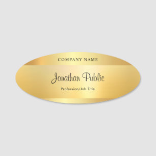 Etiqueta De Nome Script Dourado brilhante de Modelo caligrafia mode