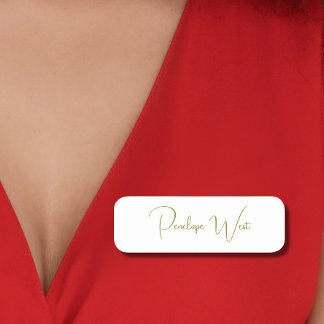 Etiqueta De Nome Script Dourado Mínimo Moderno e na moda Monograma