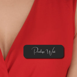 Etiqueta De Nome Script preto minimalista moderno de na moda monogr