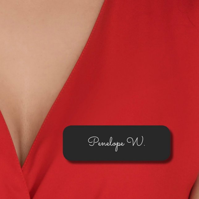 Etiqueta De Nome Script preto minimalista moderno de na moda monogr (Criador carregado)