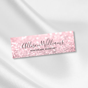 Etiqueta De Nome Script Sparkle Rosa Moderno de Negócios
