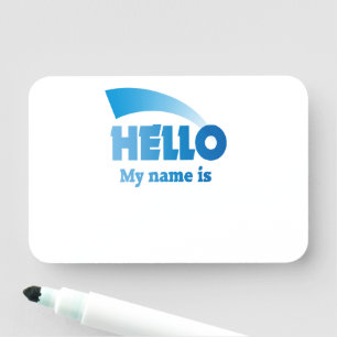 Etiqueta De Nome Seco Apagar Gradiente Azul Olá Meu Nome É