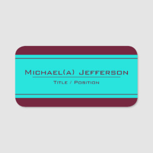 Etiqueta De Nome Serene Light Blue e Elegante Bordeaux Dark Red