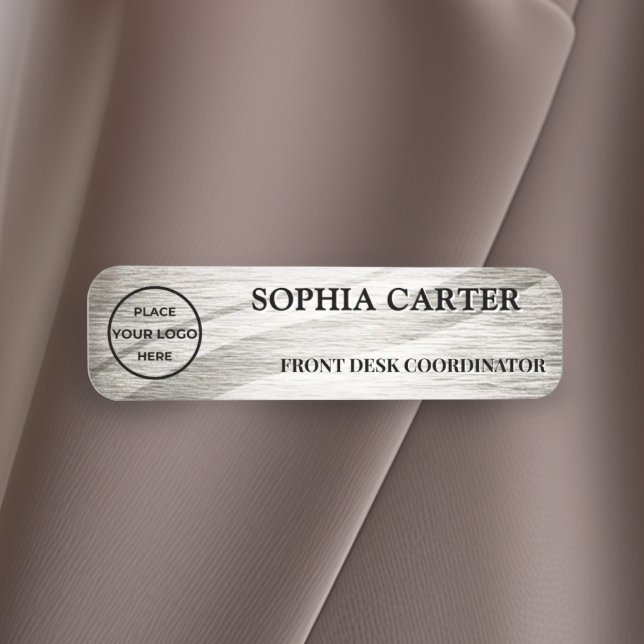 Etiqueta De Nome Serene Ripple Silver Custom (Criador carregado)