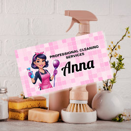 Etiqueta De Nome Serviço de Limpeza Janitorial Pink Maid