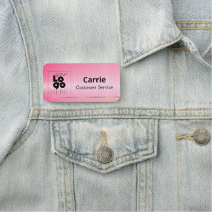 Etiqueta De Nome Seu logotipo escovado em rosa quente Crachá com do
