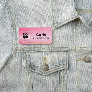 Etiqueta De Nome Seu logotipo escovado em rosa quente Crachá com do