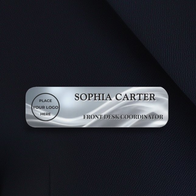 Etiqueta De Nome Silver Cloth Classic Name Badge Custom (Criador carregado)